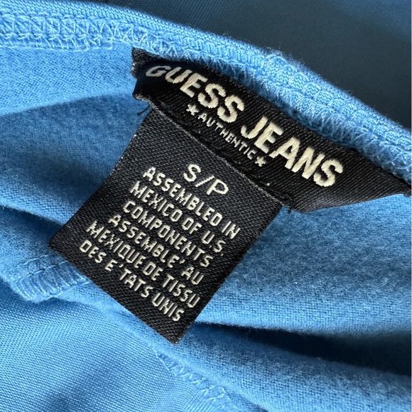 VTG 90s GUESS Bodycon Halter Neck Mini Dress Size Small Blue - Picture 11 of 11